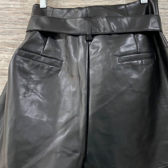 🖤 Wednesday Addams Chic Black Pleather Bow-Belt Shorts 🕷️ Back-to-School Goth - Picture 5 of 7